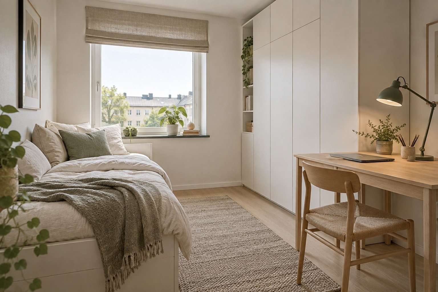 Dormitorio de invitados nórdico: calidez, orden visual y doble uso