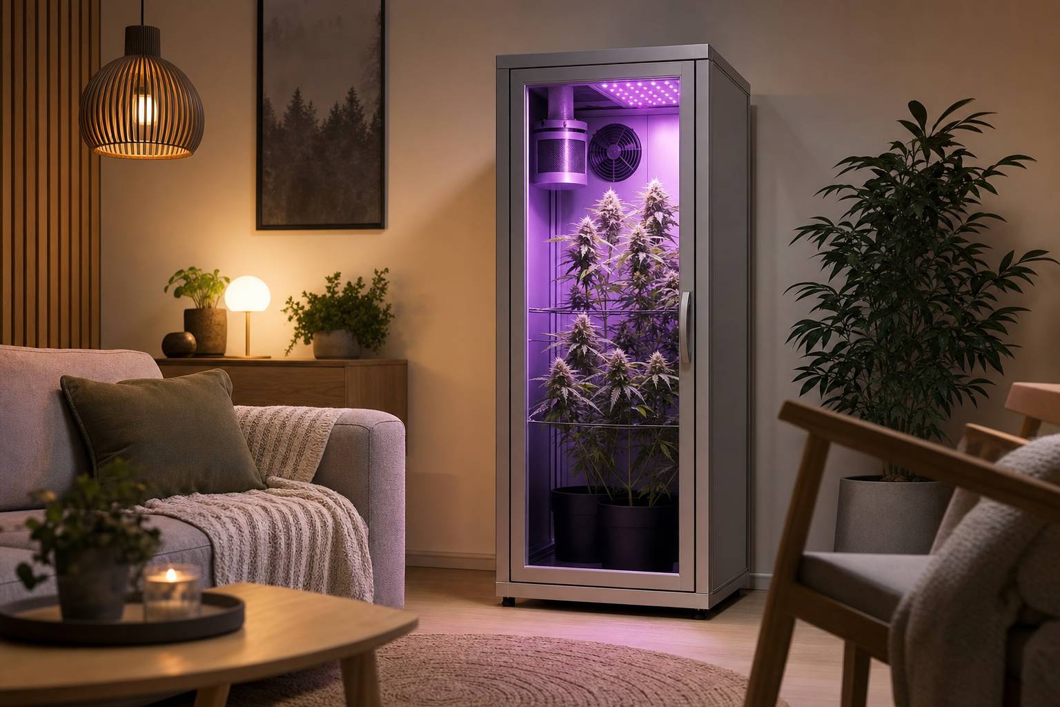 Muebles discretos para cultivo interior de marihuana: orden, funcionalidad y estilo nórdico